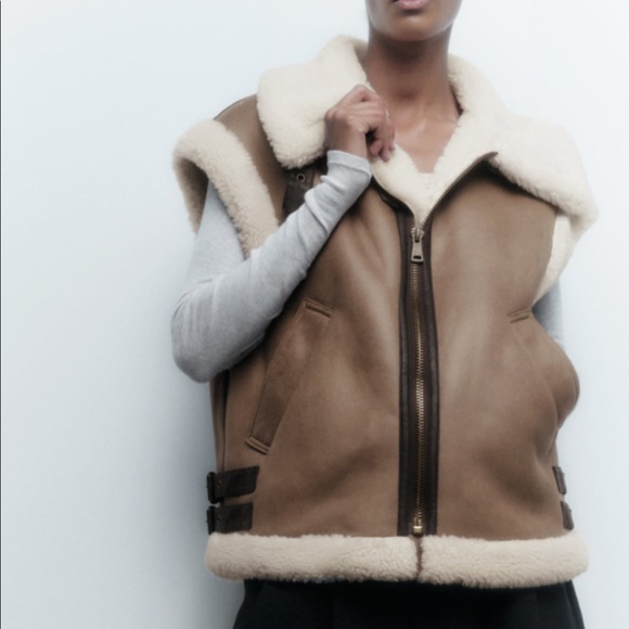 Zara Jackets & Coats Zara Combination Fleece Vest Poshmark